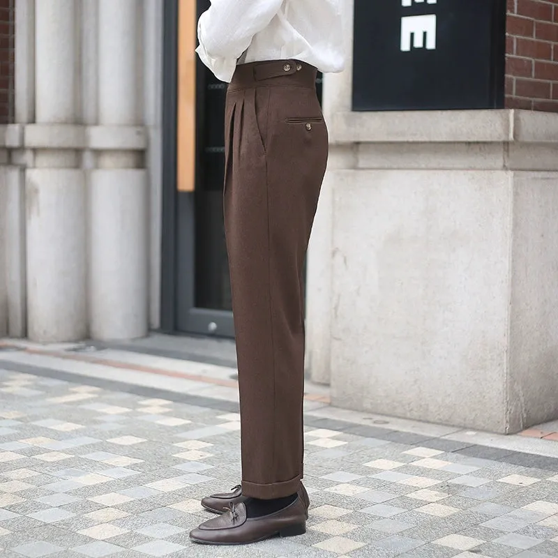 Men's Double Pleat Drape Non-iron Straight-leg Trousers