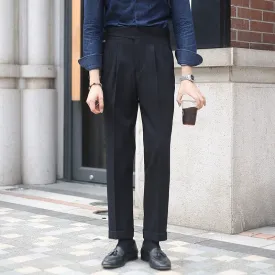 Men's Double Pleat Drape Non-iron Straight-leg Trousers