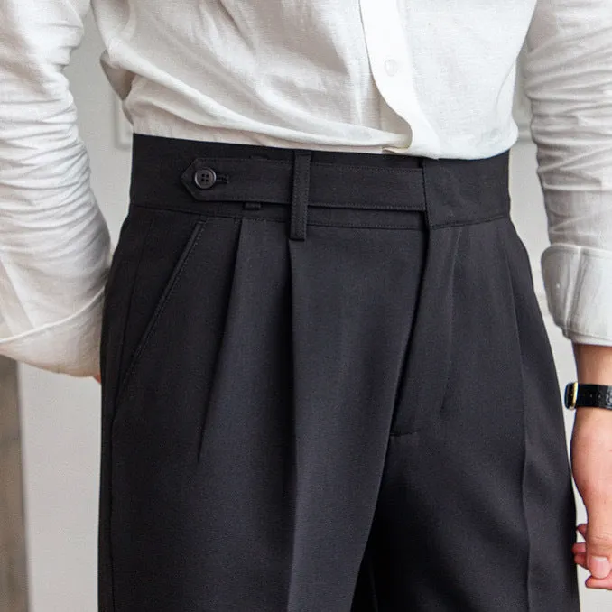 Men's Mid-high Waist Straight Leg Anti-wrinkle trousers