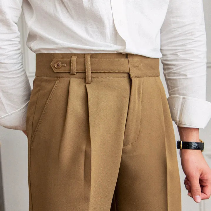 Men's Mid-high Waist Straight Leg Anti-wrinkle trousers