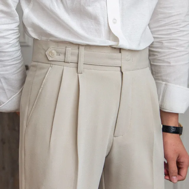 Men's Mid-high Waist Straight Leg Anti-wrinkle trousers