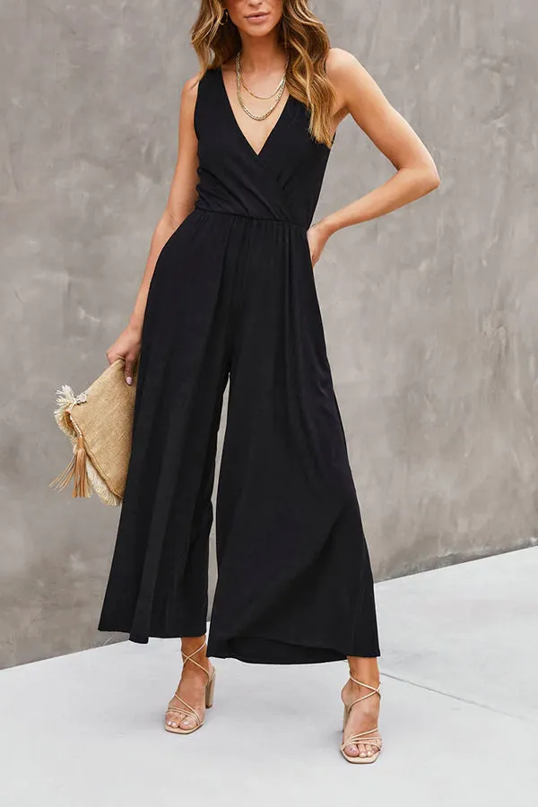 Modal Drape V Neck Double Slit Pocket Flared Trousers