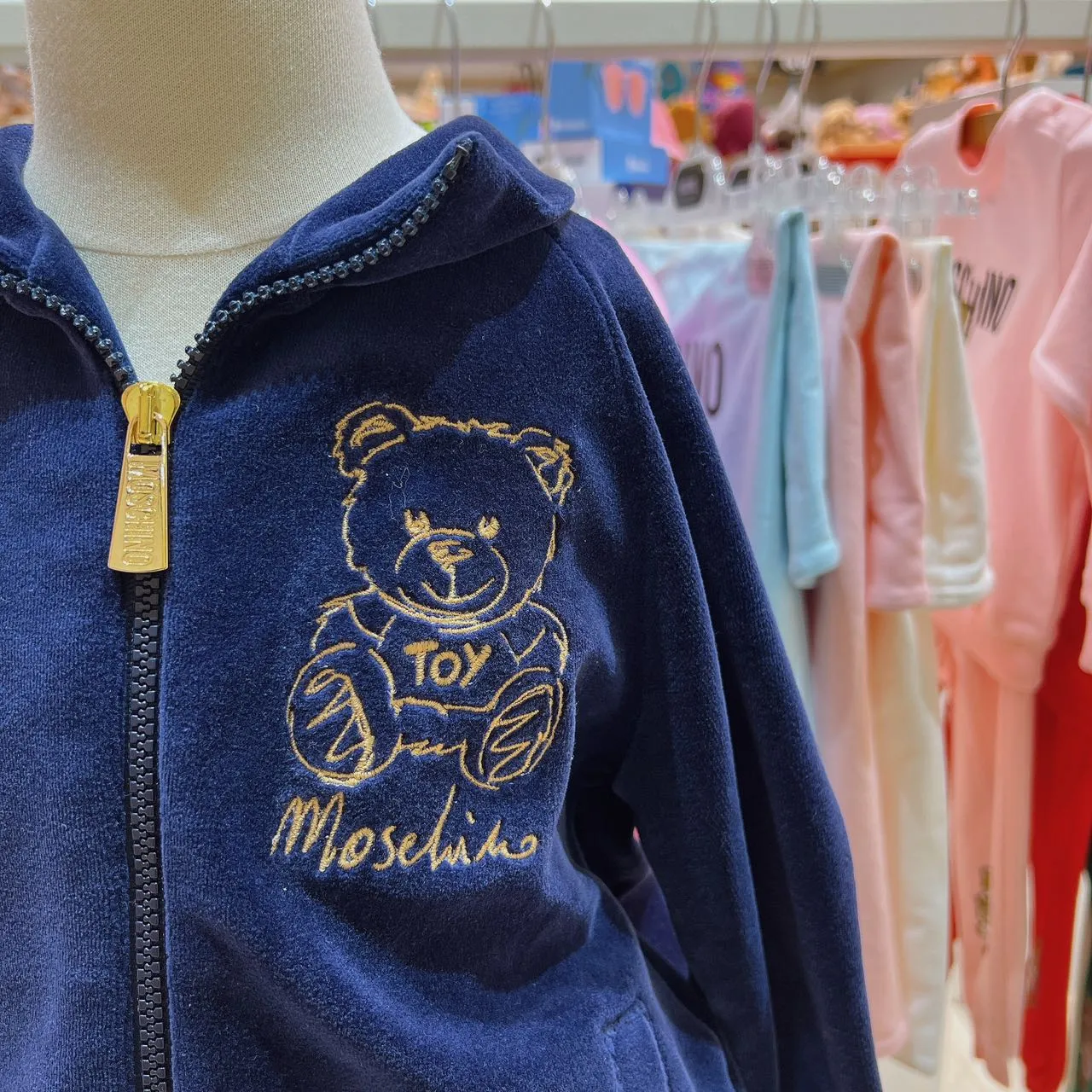 Moschino Girls Zipped Hoodie Tracksuit With Bear Drawing Print