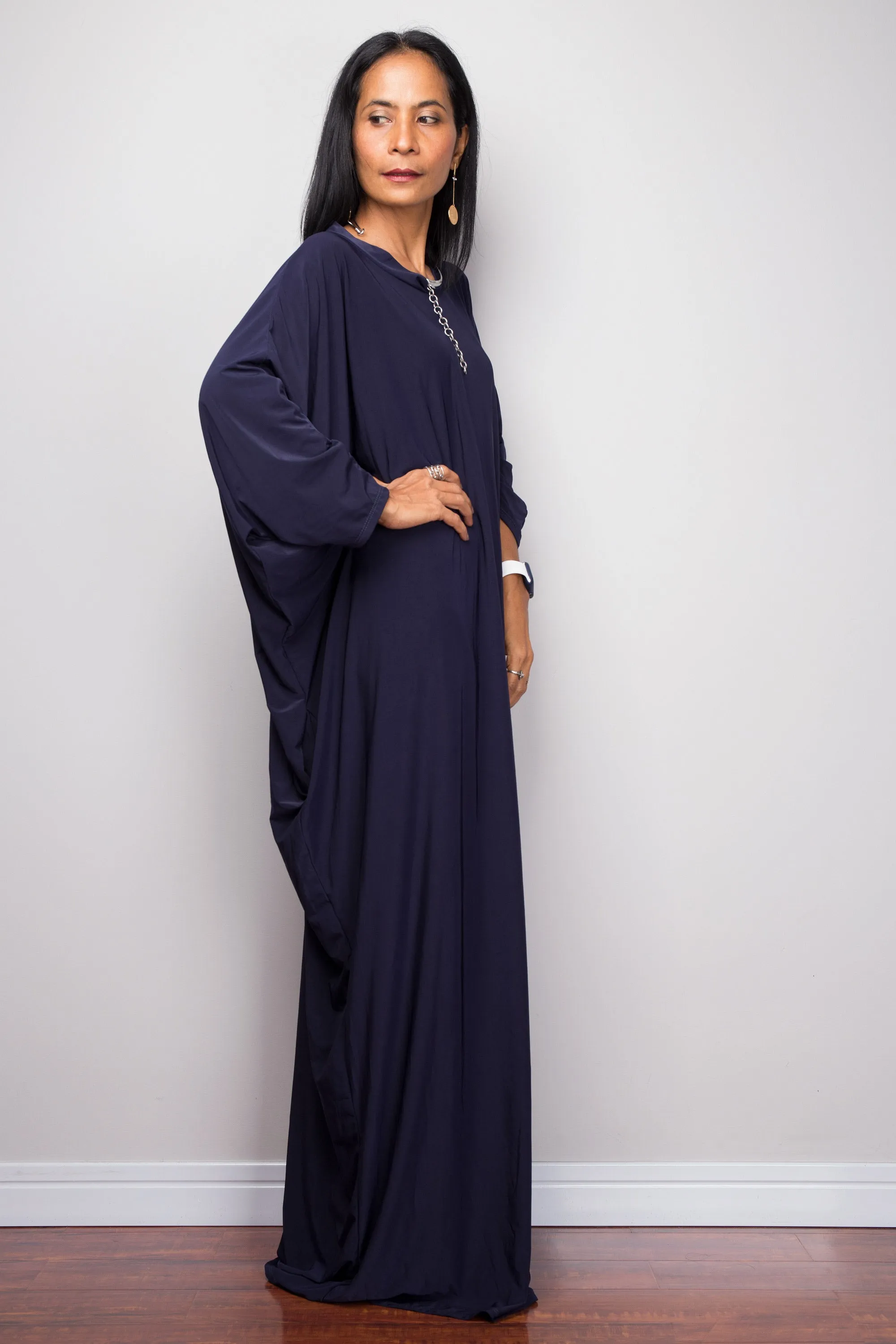 Navy Blue Modest Kaftan Dress