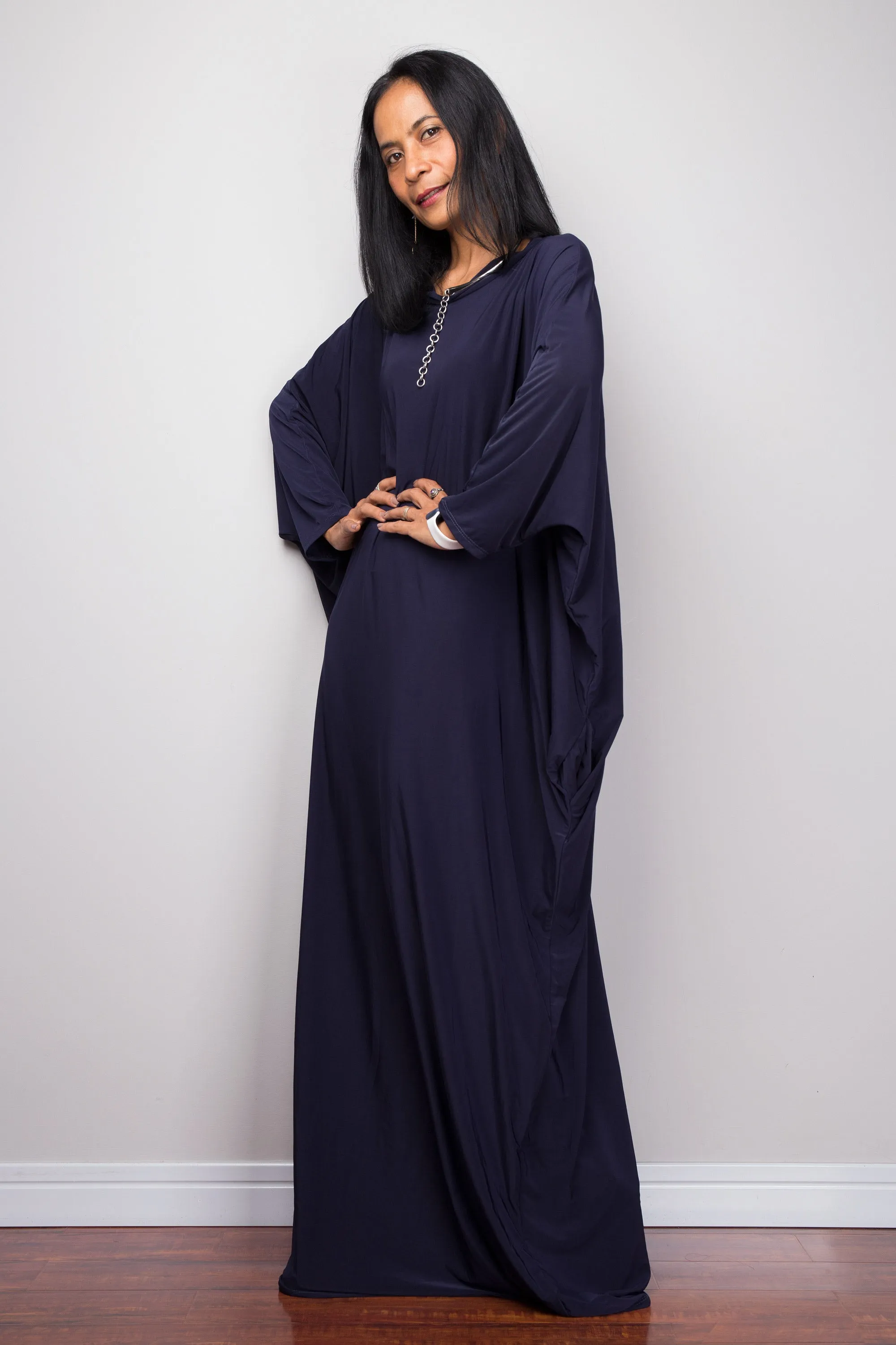 Navy Blue Modest Kaftan Dress