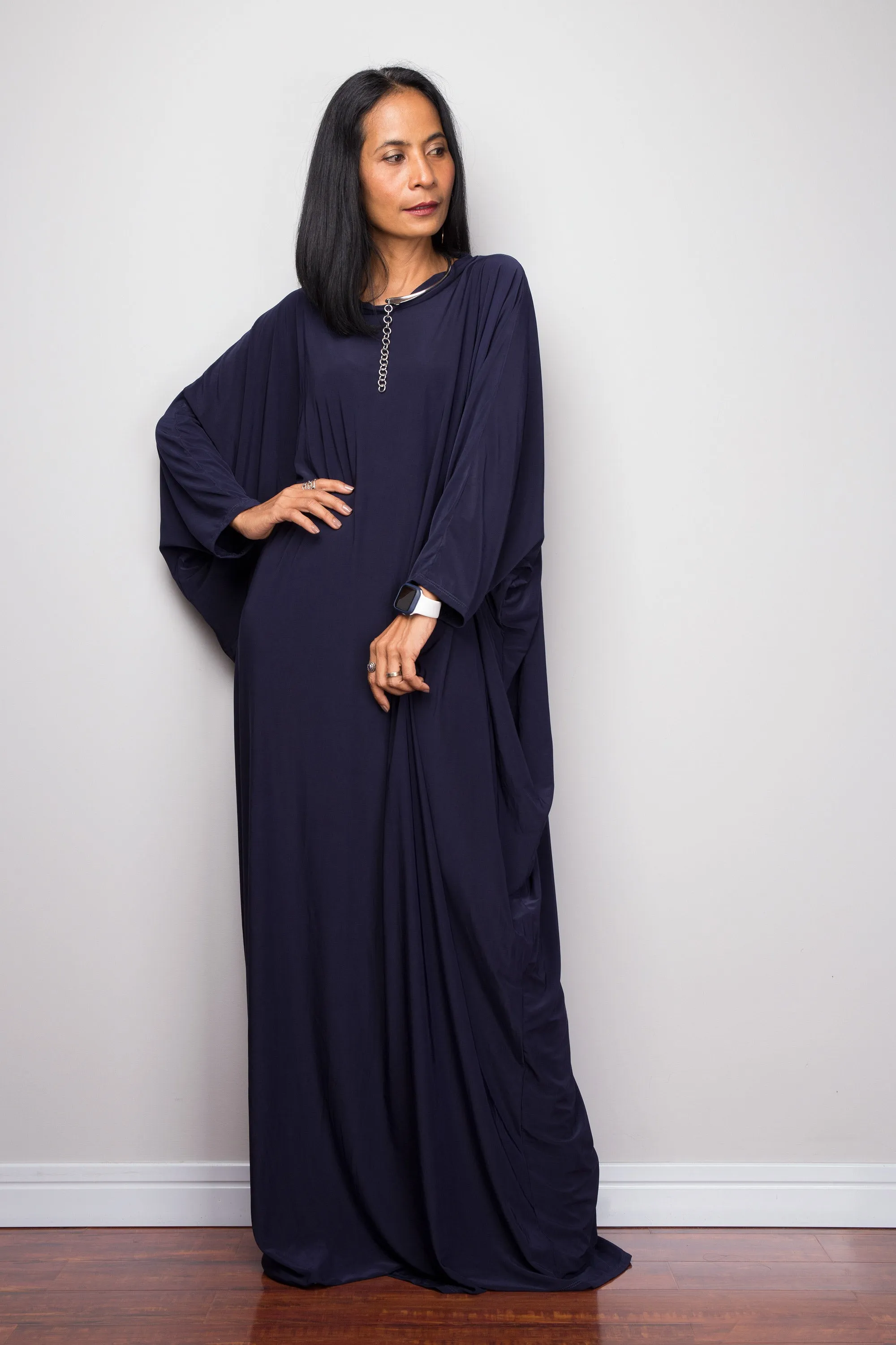 Navy Blue Modest Kaftan Dress