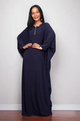 Navy Blue Modest Kaftan Dress