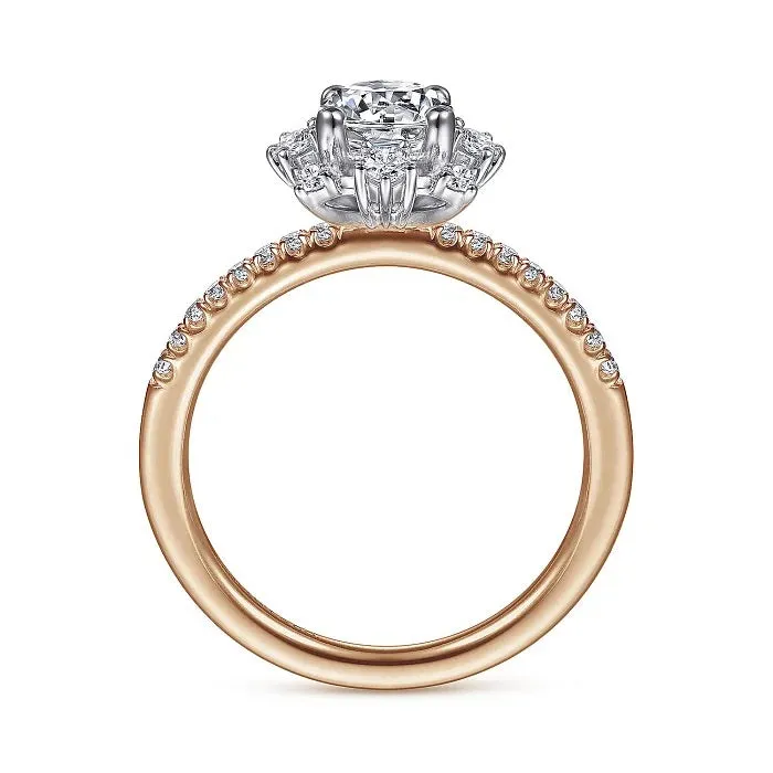 Niccola - 14K White-Rose Gold Round Halo Diamond Engagement Ring