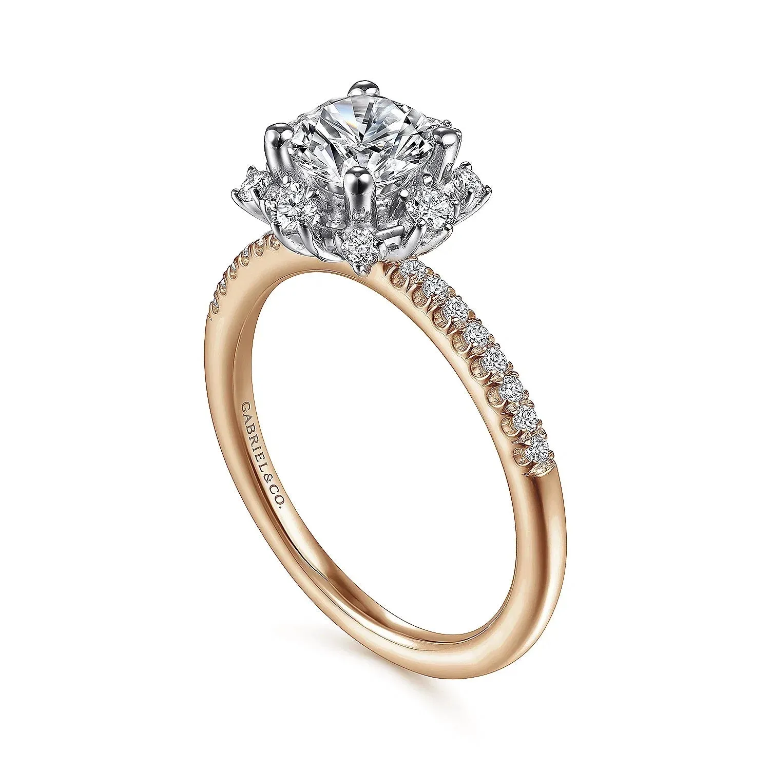 Niccola - 14K White-Rose Gold Round Halo Diamond Engagement Ring