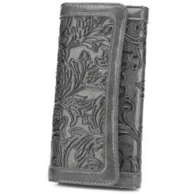 Orchid Embossed Tri-fold long wallet-GRAY