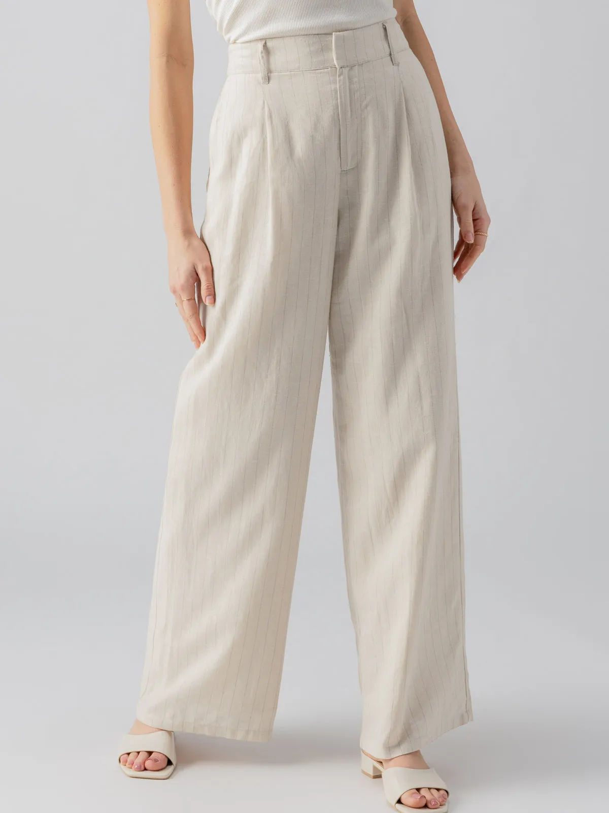 Pleat Up High Rise Trouser Vineyard Stripe