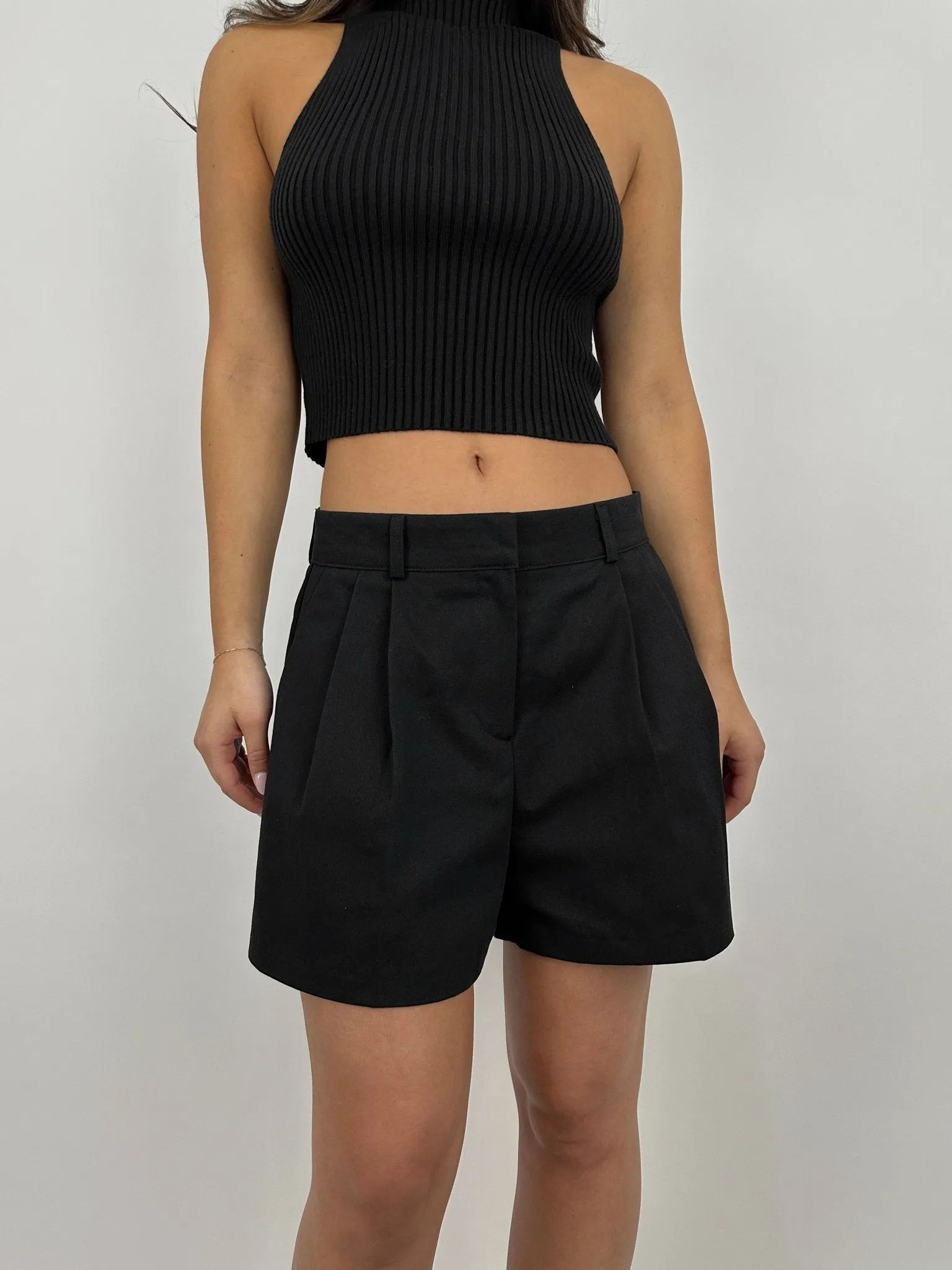 Pleated Wide Leg Trouser Shorts