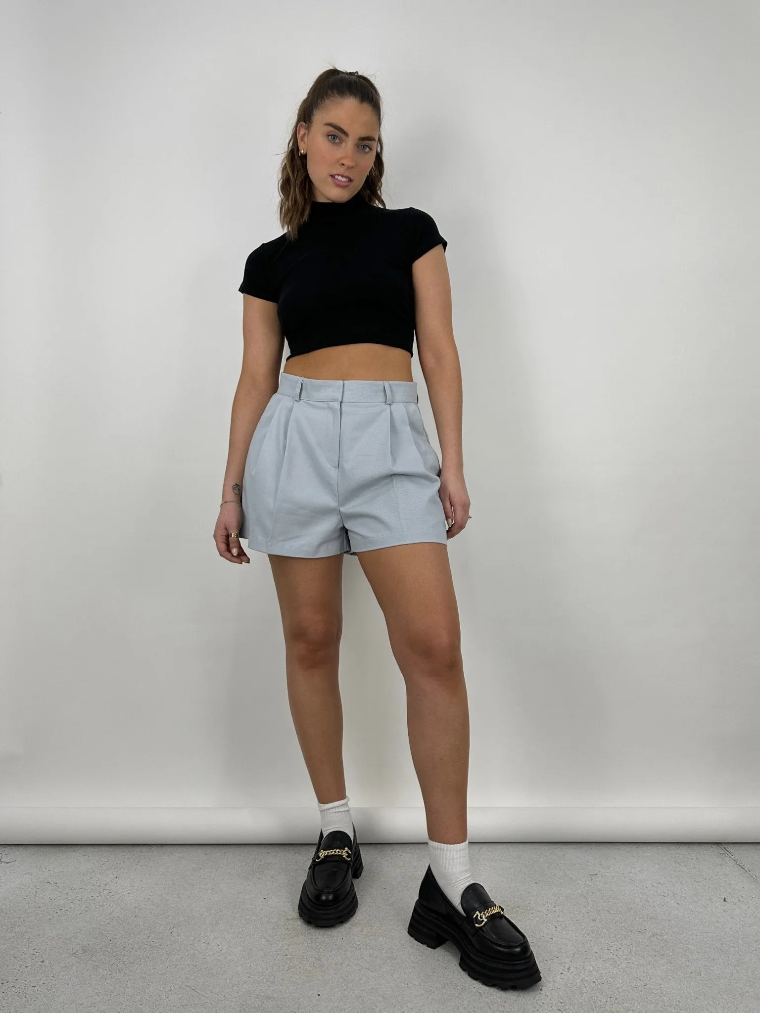 Pleated Wide Leg Trouser Shorts