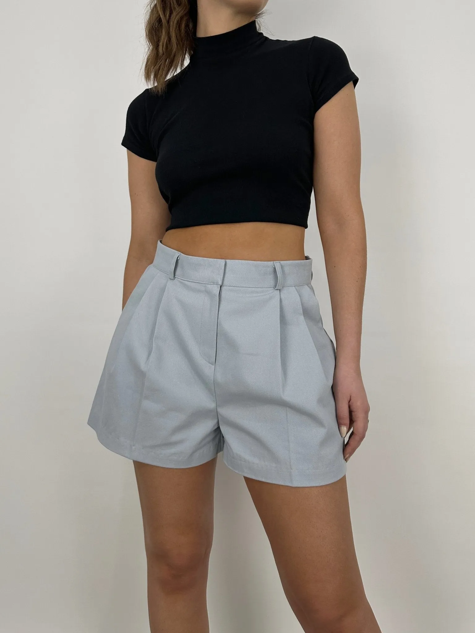 Pleated Wide Leg Trouser Shorts