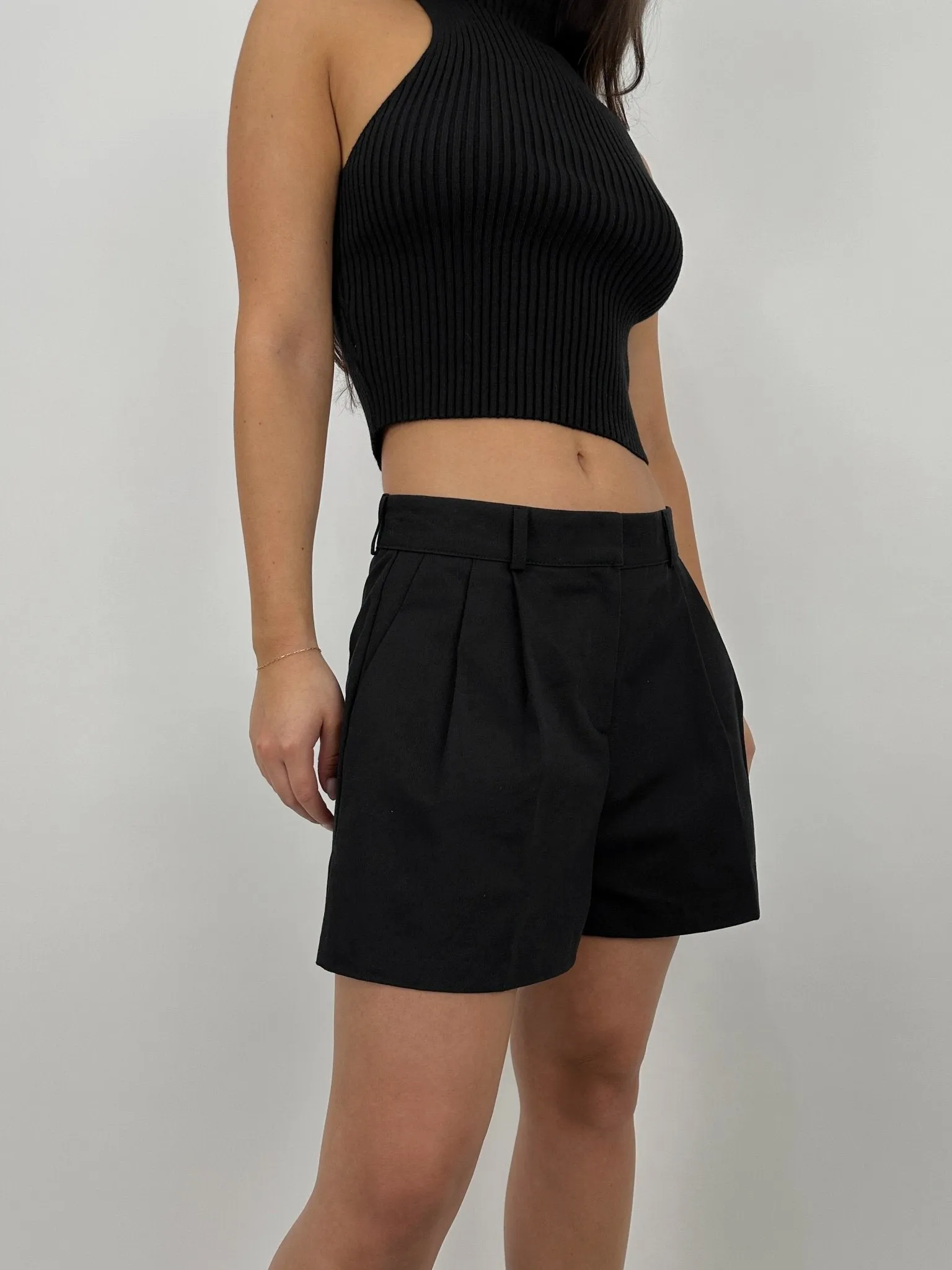 Pleated Wide Leg Trouser Shorts