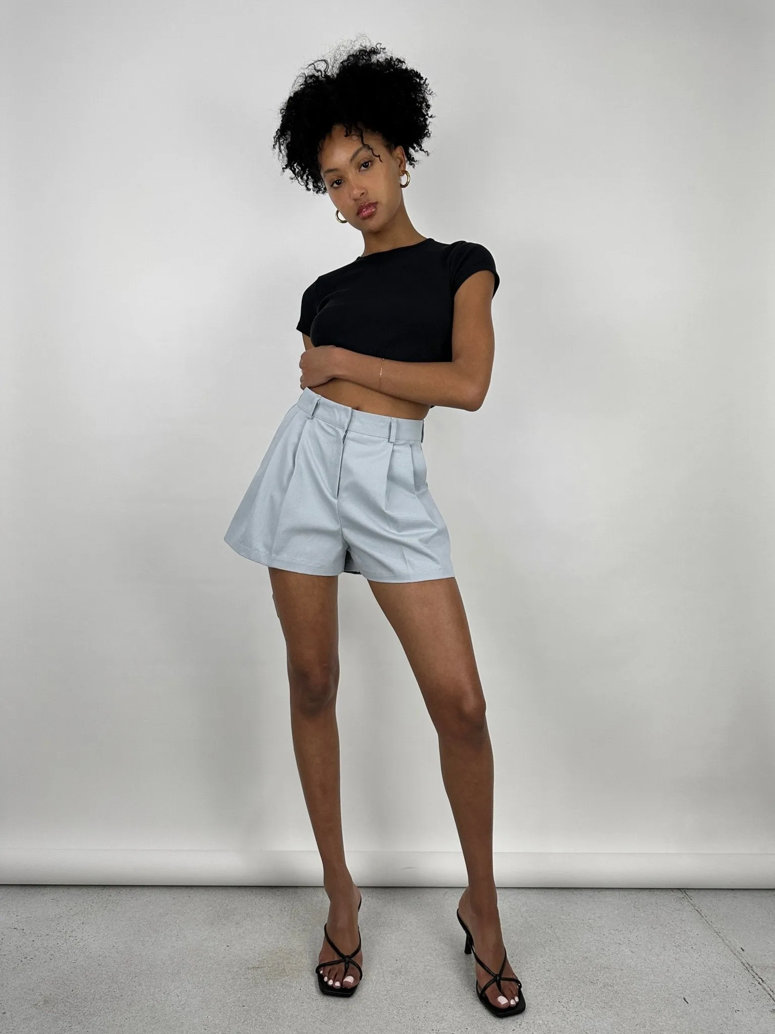 Pleated Wide Leg Trouser Shorts