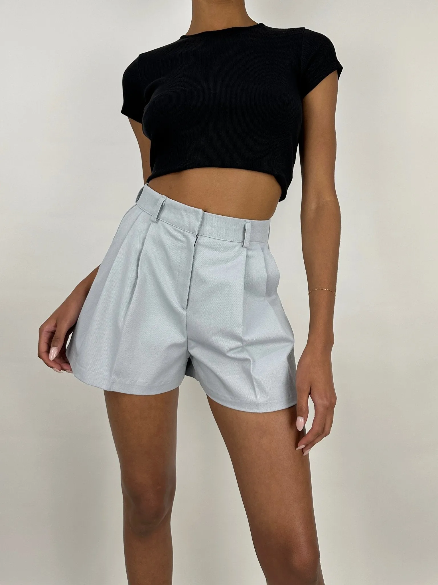 Pleated Wide Leg Trouser Shorts