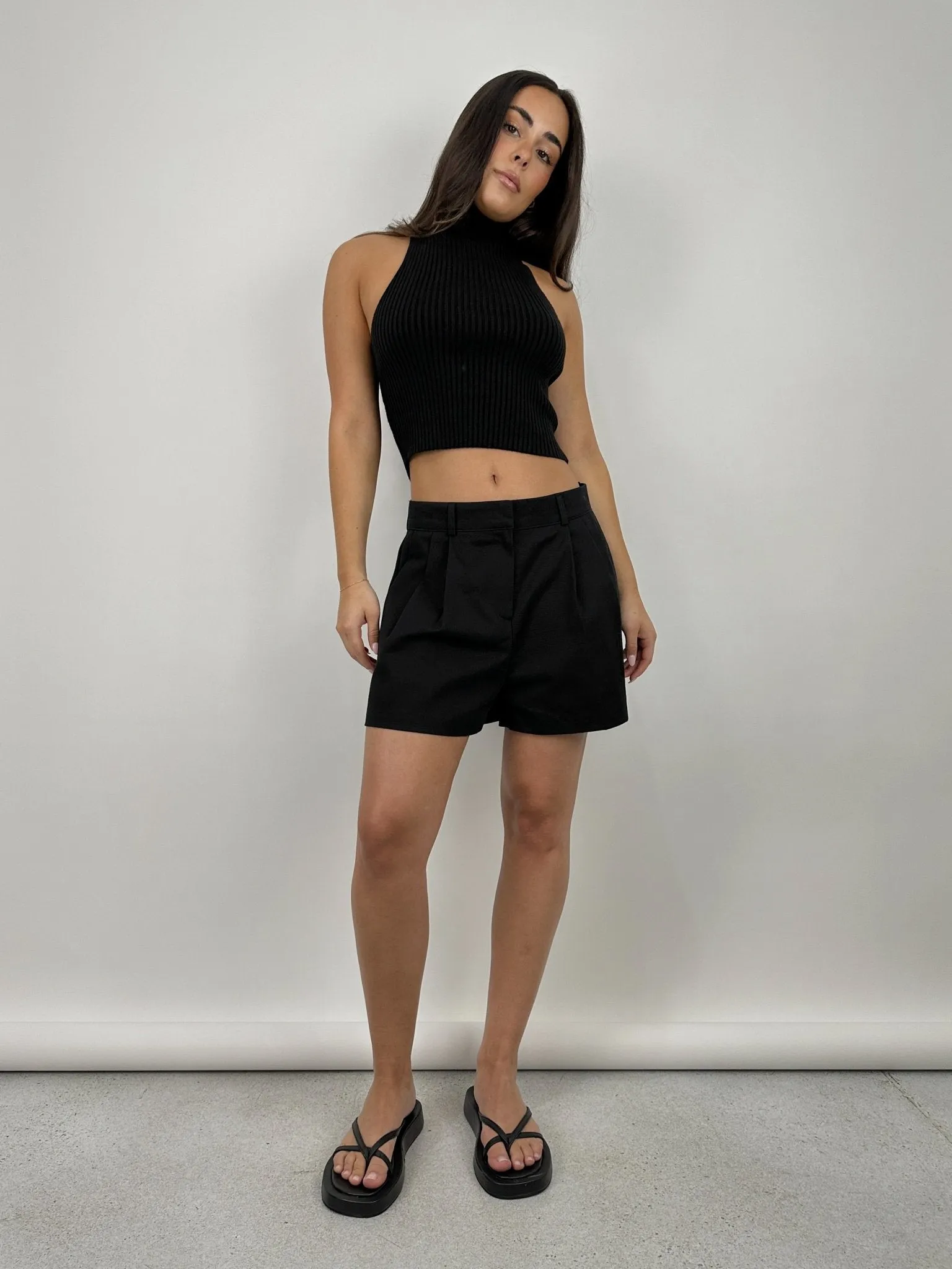 Pleated Wide Leg Trouser Shorts