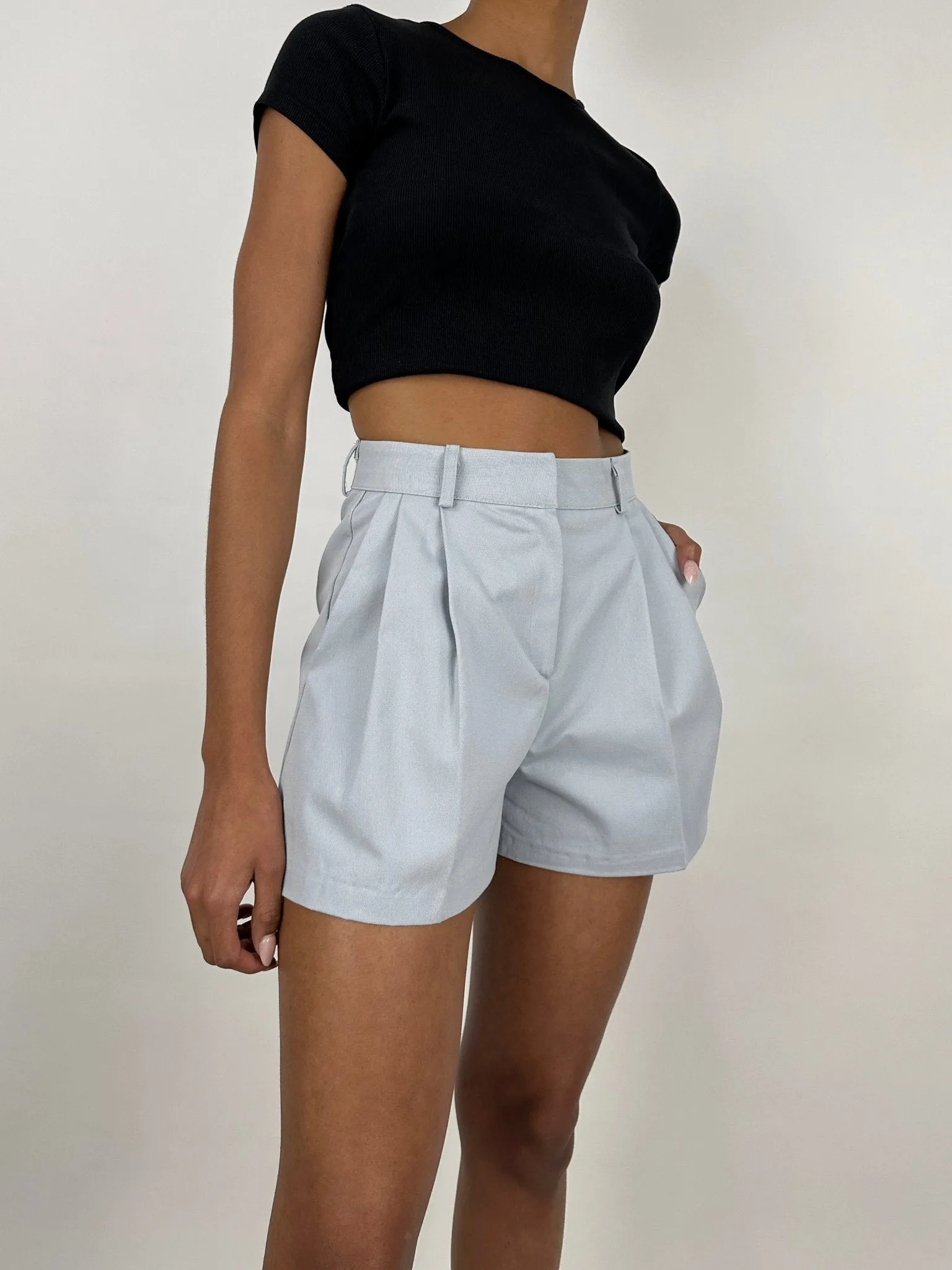 Pleated Wide Leg Trouser Shorts