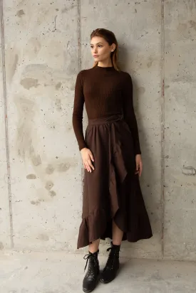 Ponte Wrap Skirt Chocolate