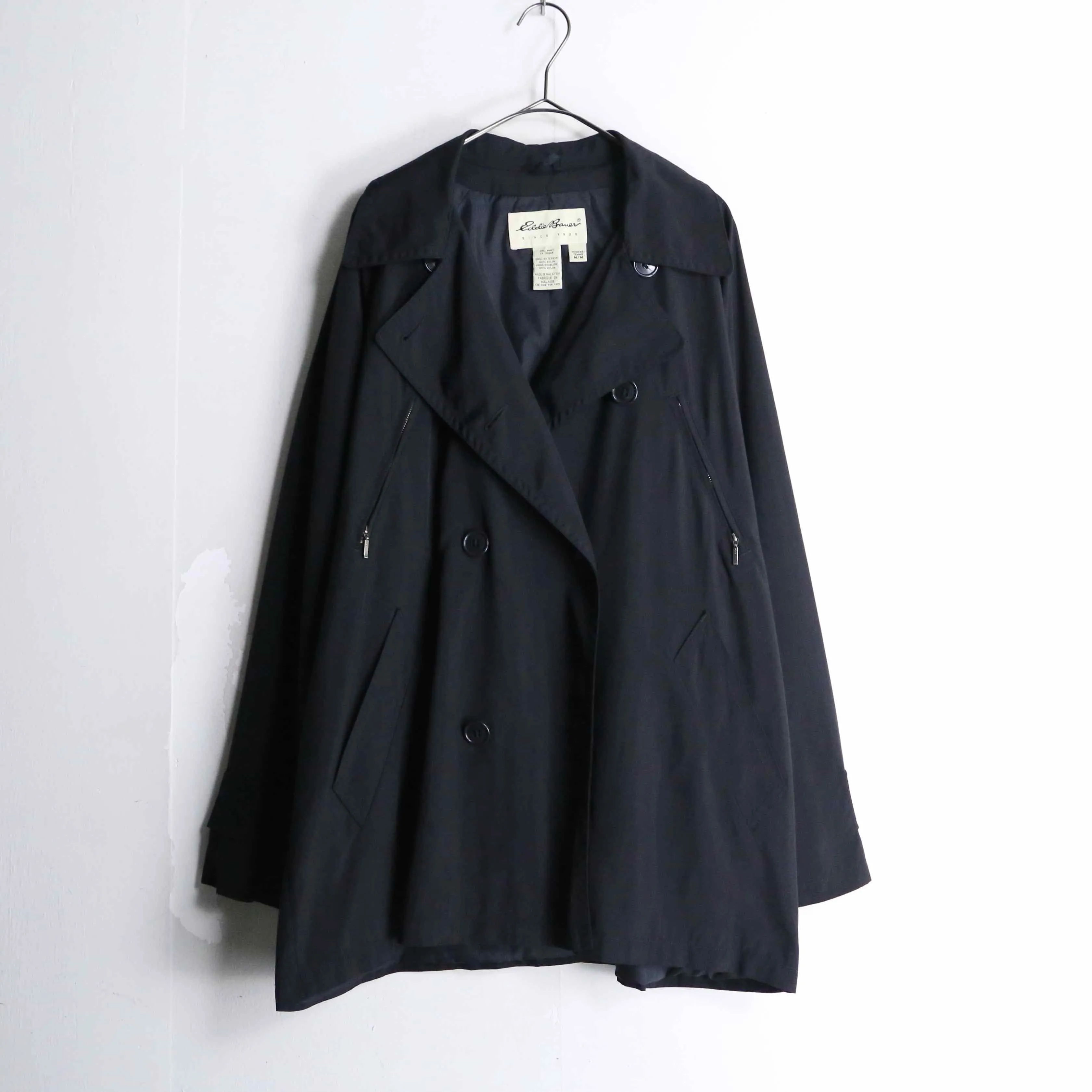 "Eddie Bauer" black color short trench coat