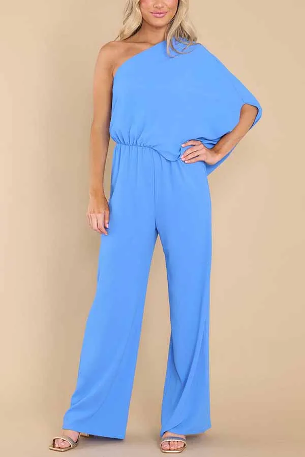 Slim drape high waist casual jumpsuit