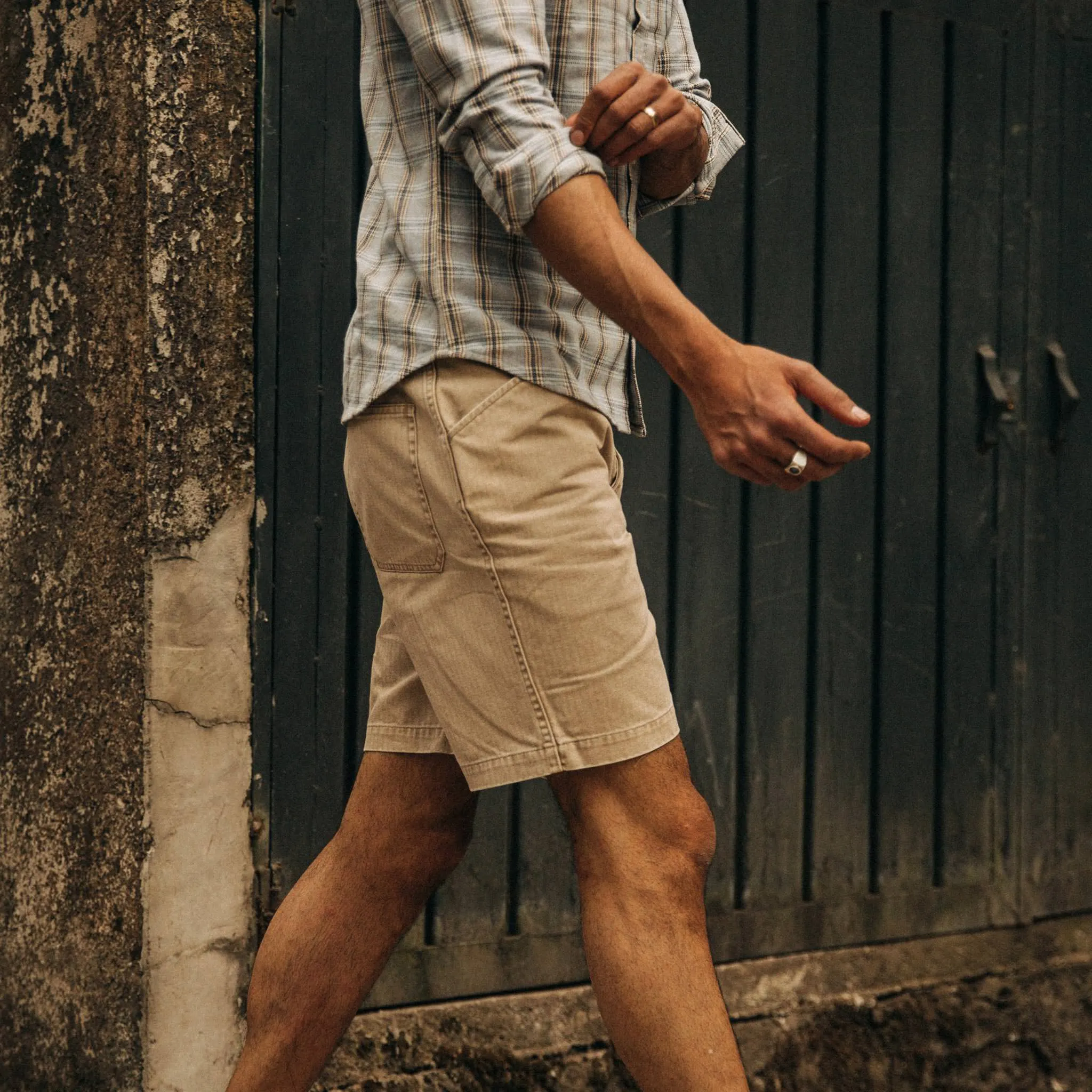 The Camp Short in Khaki Herringbone