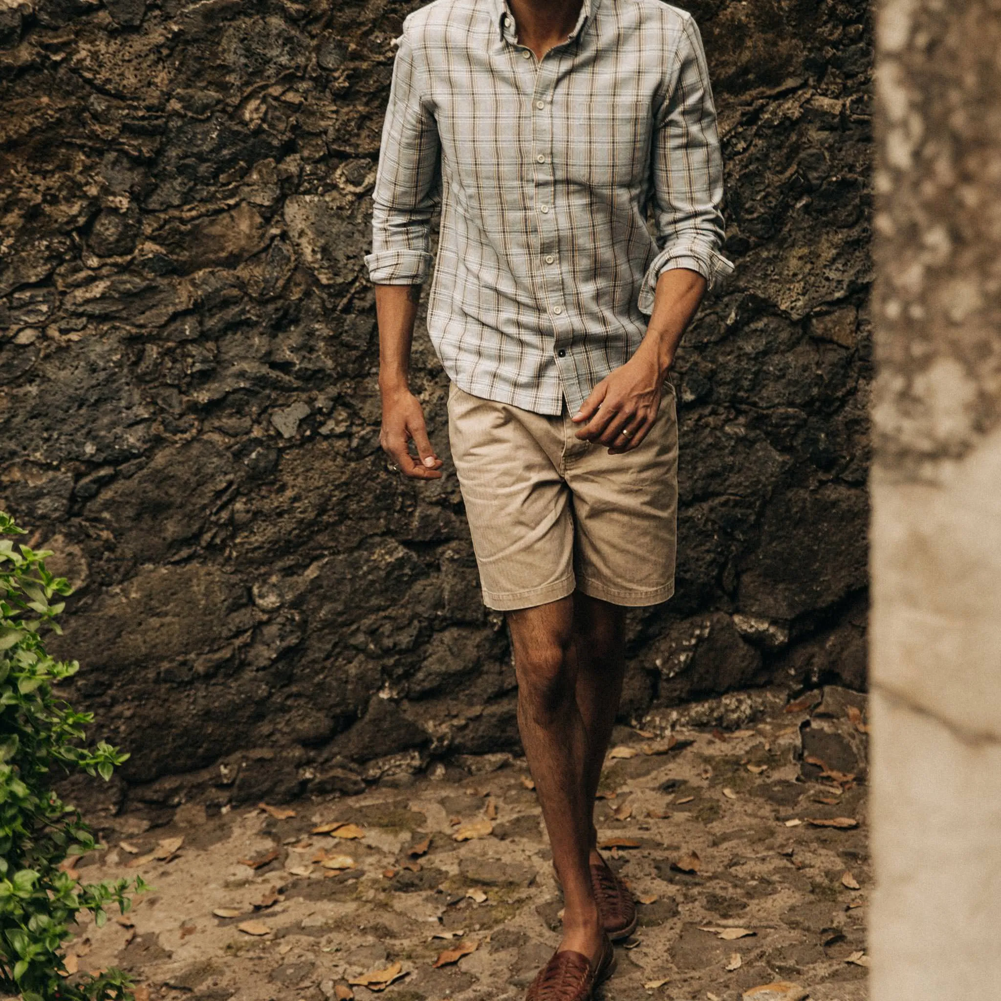 The Camp Short in Khaki Herringbone