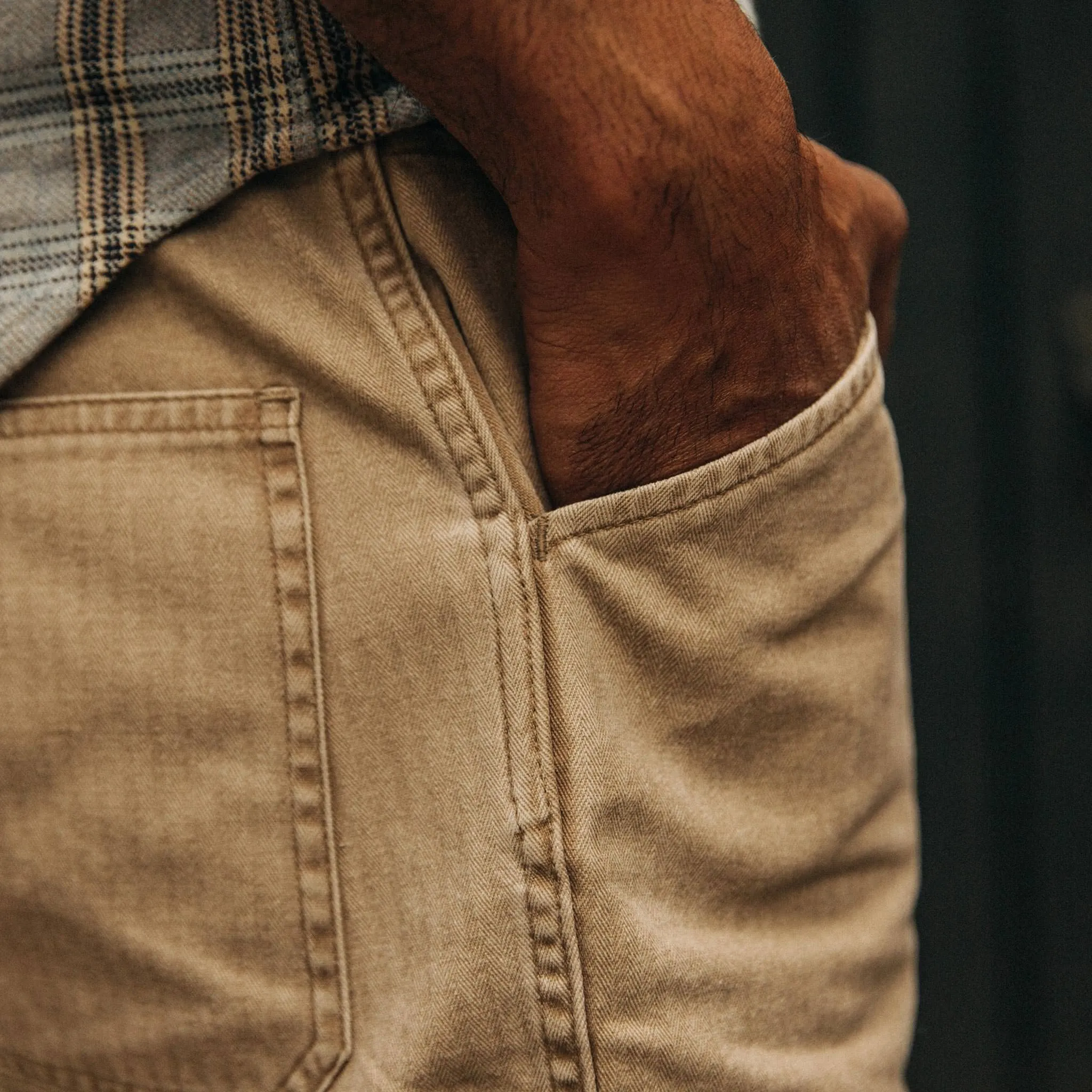 The Camp Short in Khaki Herringbone