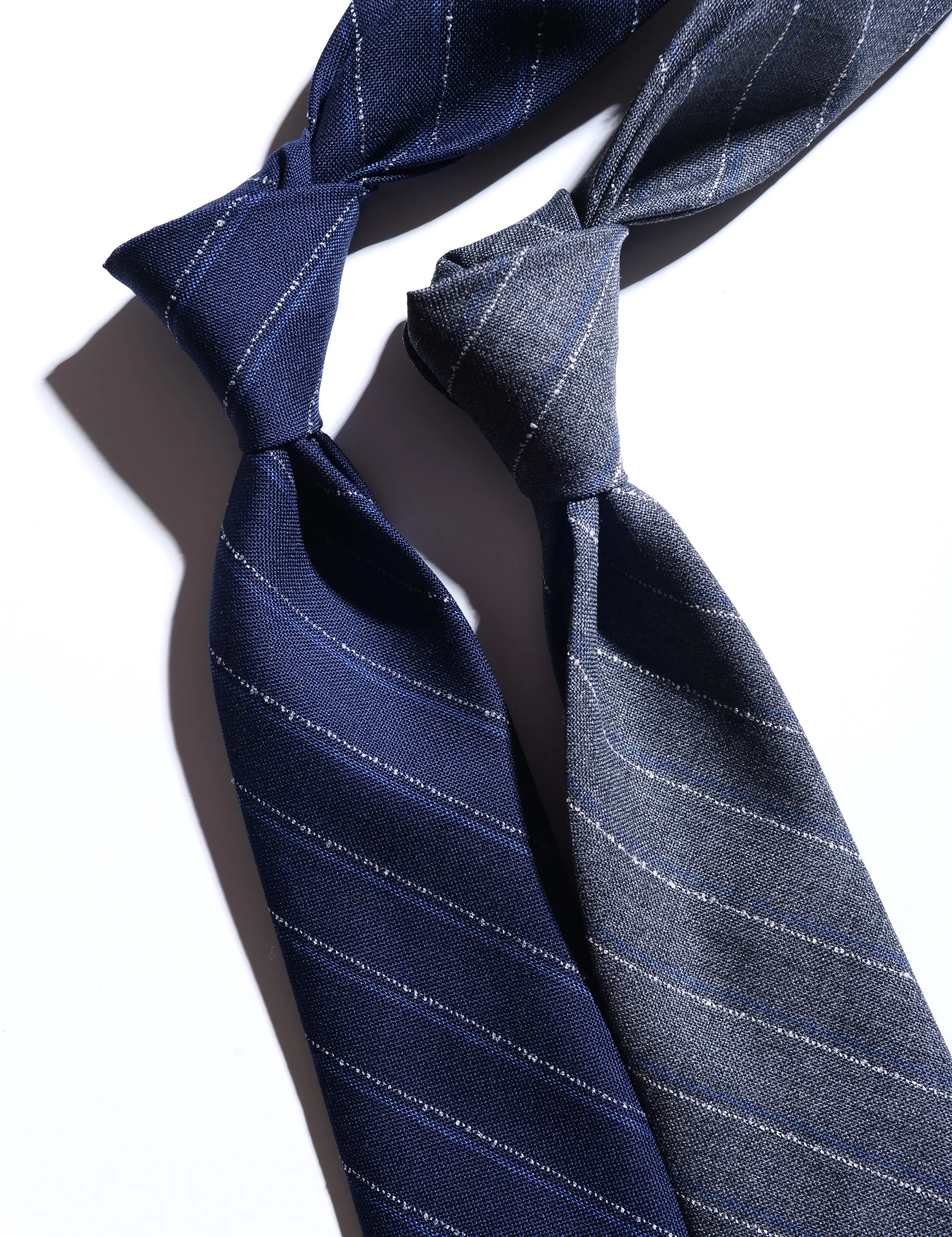 Untipped Mid-gray with Blue and White Chalkstripe Tie