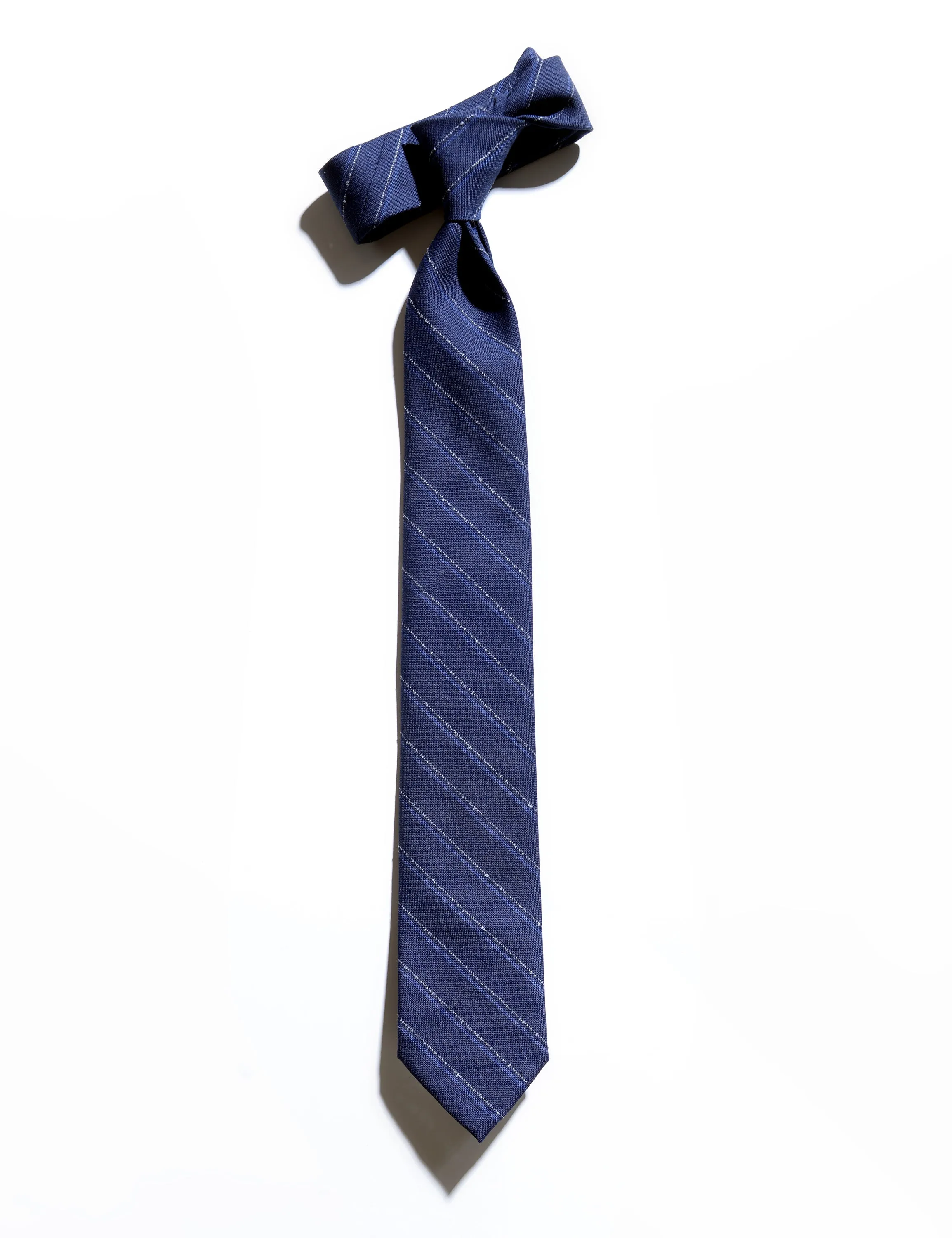 Untipped Mid-gray with Blue and White Chalkstripe Tie