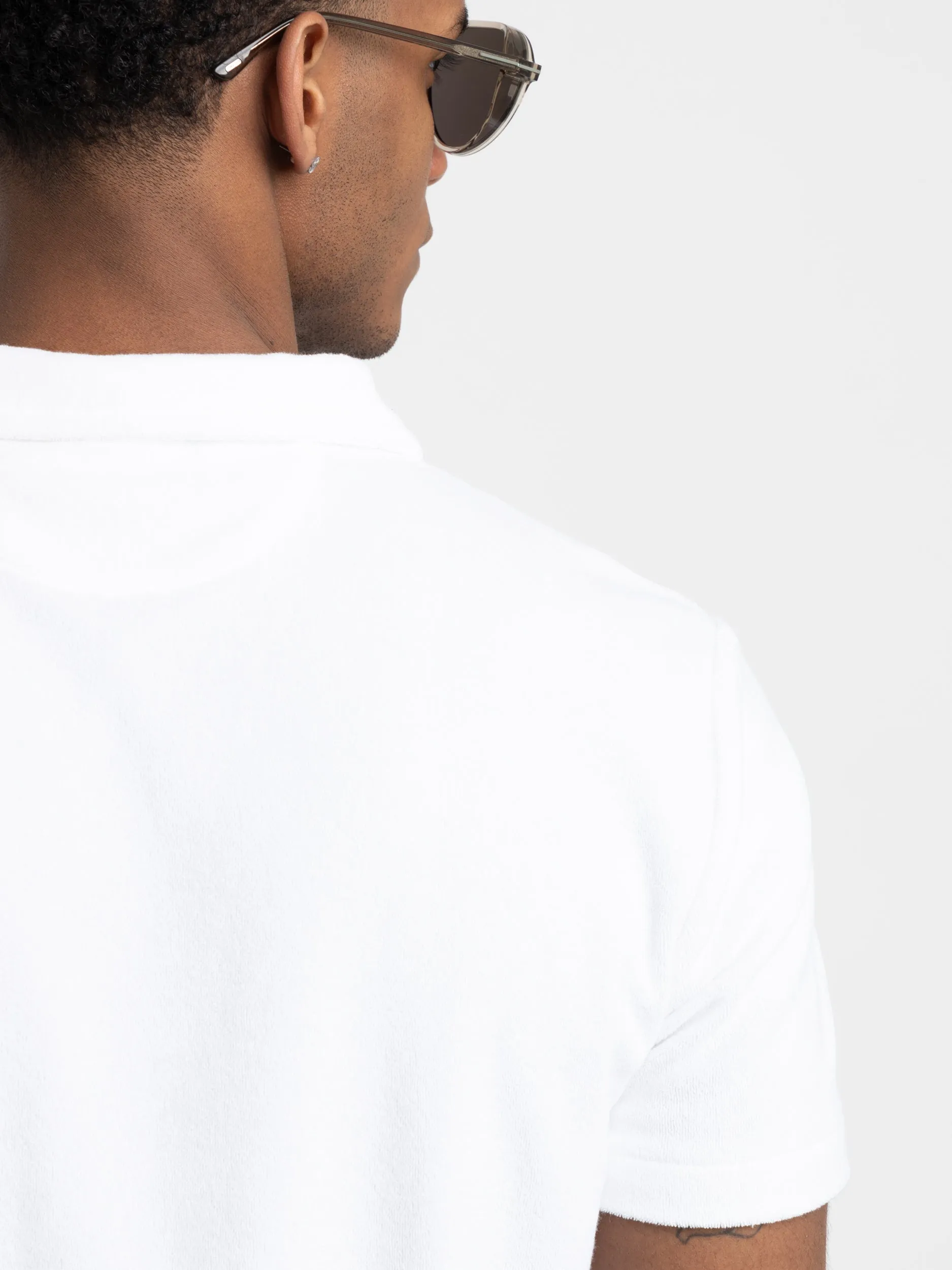 White Classic Fit Terry Polo Shirt