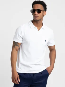 White Classic Fit Terry Polo Shirt