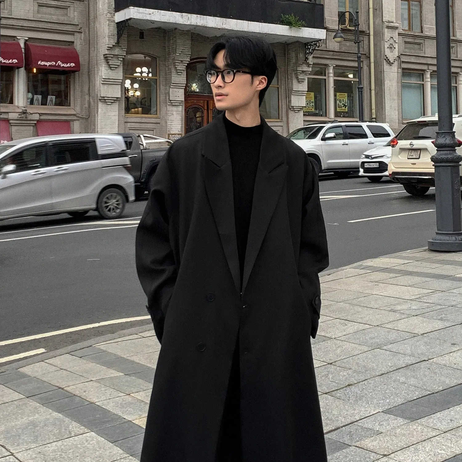 Wiaofellas  -  Trench Coat Autumn Korean Men's New Fashion Overcoat Male Long Windbreaker Streetwear Trench Men Outerwear Black/Gray/Coffee