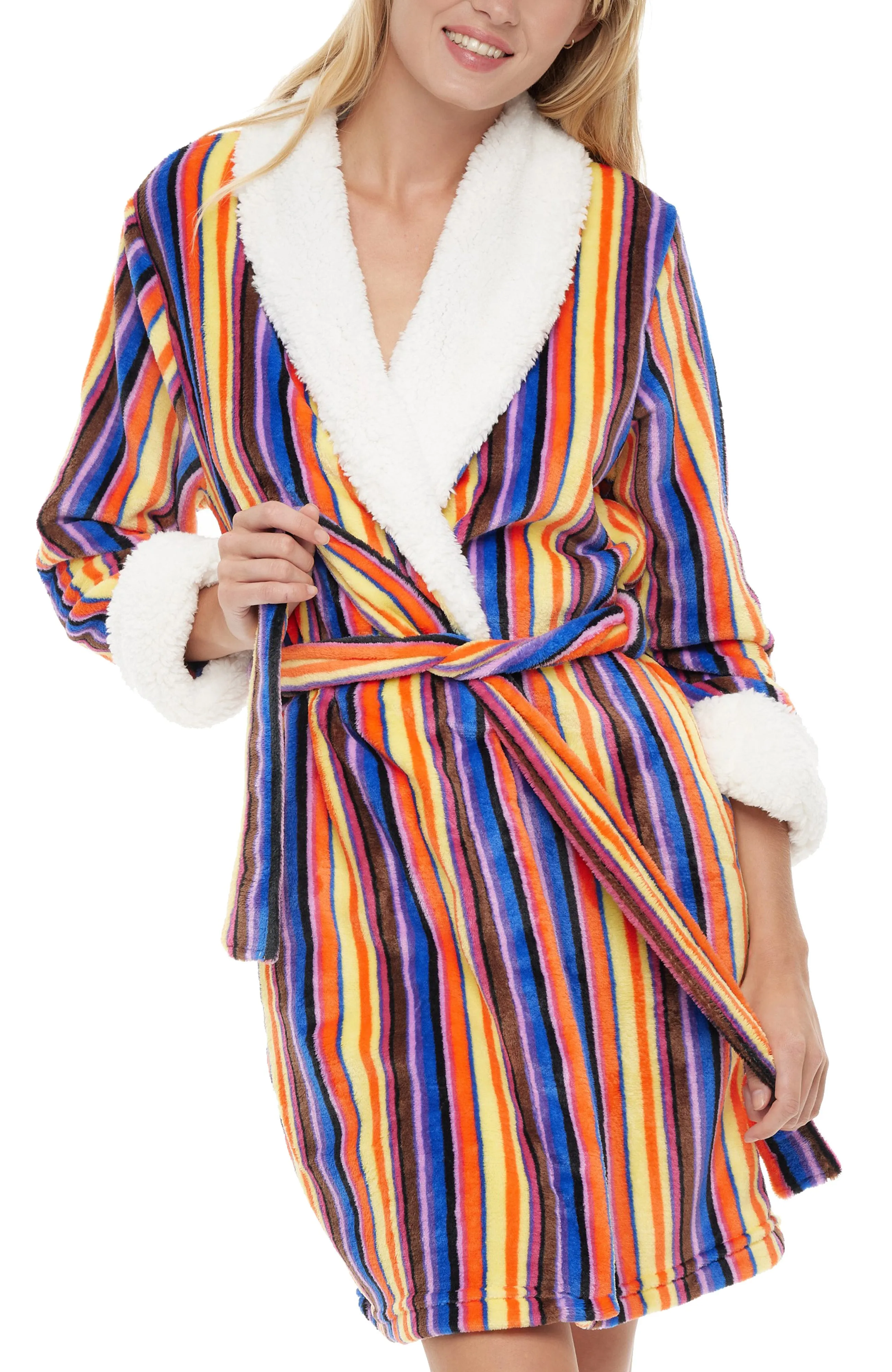 Women's Classic Plush Robe, Short Fleece Bathrobe Solids